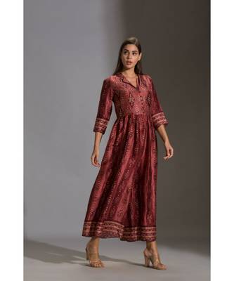 Maroon Printed Collared Jumpsuit  4