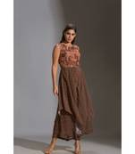 printed double layered jumpsuit paired with printed jacket