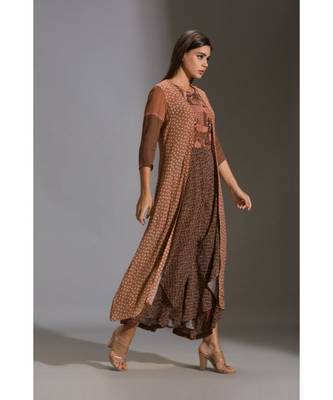 Printed Double Layered Jumpsuit Paired With Printed Jacket 4