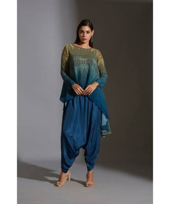 Asymetrical Printed Top With Dhoti Pants 1