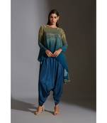 Asymetrical Printed Top With Dhoti Pants