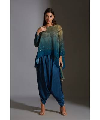 Asymetrical Printed Top With Dhoti Pants 2