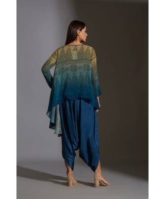 Asymetrical Printed Top With Dhoti Pants 4