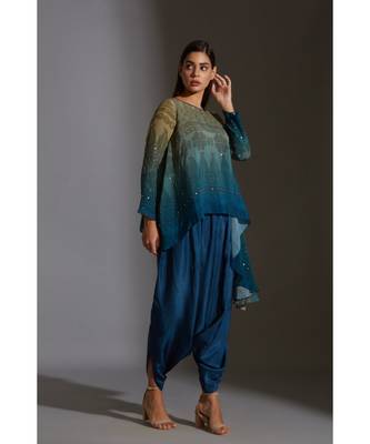 Asymetrical Printed Top With Dhoti Pants 5