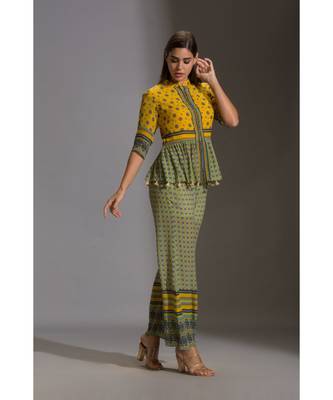 Yellow & Green Printed Pant Set 3
