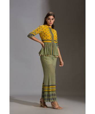 Yellow & Green Printed Pant Set 4