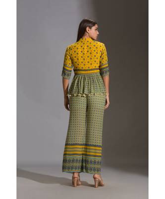 Yellow & Green Printed Pant Set 5