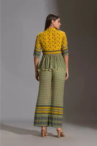 Yellow & Green Printed Pant Set