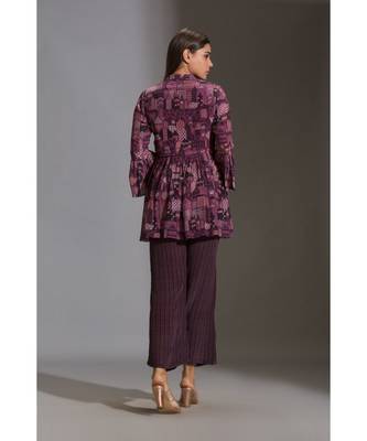Peplum Printed Top Paired With Printed Pants 5