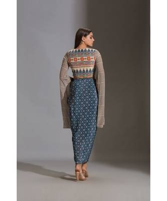 Printed Dhoti Drape Skirt Set 5