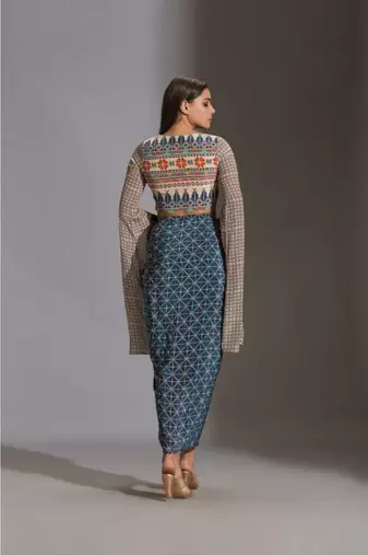 Printed Dhoti Drape Skirt Set