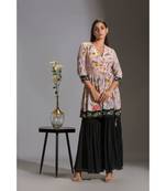 printed overlap kurta paired with sharara pants