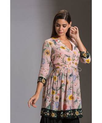 Printed Overlap Kurta Paired With Sharara Pants 4