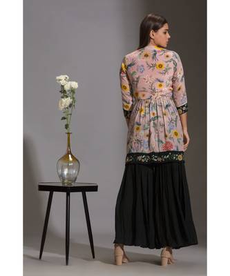 Printed Overlap Kurta Paired With Sharara Pants 5