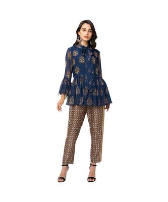 Printed Embroidered Top With Pants  1