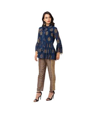 Printed Embroidered Top With Pants  2