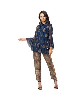 Printed Embroidered Top With Pants  5