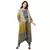 printed dhoti jumpsuit with metal belt detail paired with organza printed jacket with tassel detail