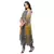 printed dhoti jumpsuit with metal belt detail paired with organza printed jacket with tassel detail