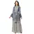 silk kurta with bell sleeves paired with printed garara bottom and net dupatta