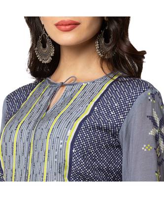 Embroidred Printed Peplum Top With Sharara Pants And Dupatta 3