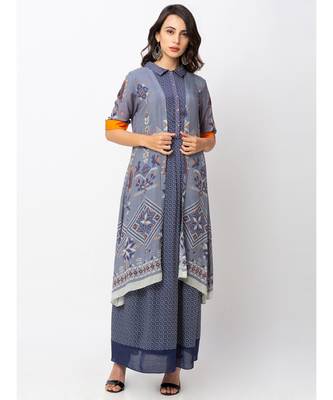 Printed Long Dress With Jacket 2