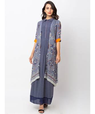 Printed Long Dress With Jacket 1