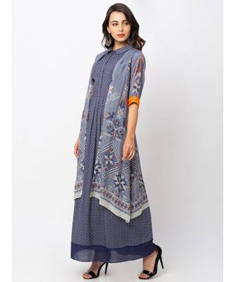 Printed Long Dress With Jacket 4