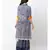 collar dress wuth gatheres at waist is paired with printed long jacket