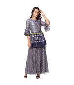 Printed Dress With Overlap Jacket