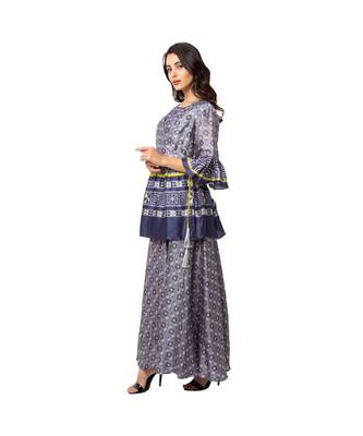Printed Dress With Overlap Jacket 3