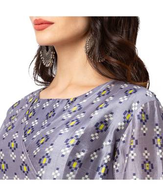 Printed Dress With Overlap Jacket 4