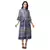 printed dress with waist cut gathers and bell sleeves with tassel detail