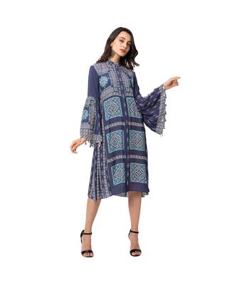 Printed Dress With Flared Sleeves 2