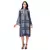printed dress with side gathers with front opening and chinese collar
