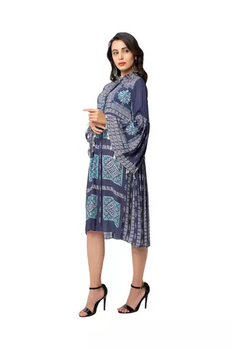 Printed Dress With Flared Sleeves