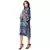 printed dress with side gathers with front opening and chinese collar
