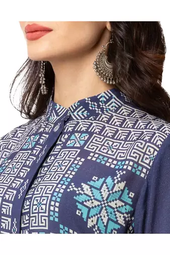 Printed Dress With Flared Sleeves