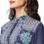 printed dress with side gathers with front opening and chinese collar