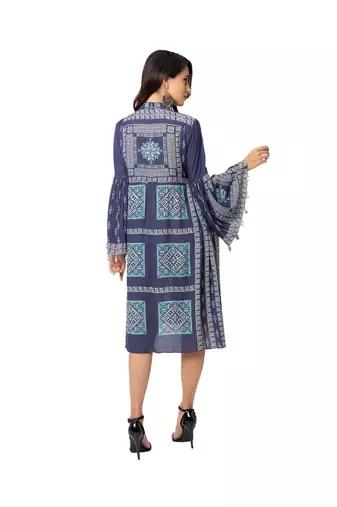Printed Dress With Flared Sleeves