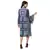 printed dress with side gathers with front opening and chinese collar