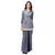 printed overlap jacket with collar and gathers at waist  is paired with saree drape skirt