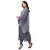 printed dhoti jumpsuit with bell sleeves is paired with sleeveless asymetrical jacket