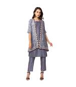 Printed Kurta And Pants With Embroidered Jacket