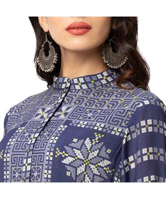 Printed Asymmetrical Handkerchief Dress With Belt 4