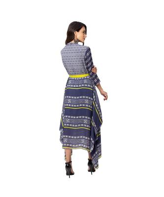 Printed Asymmetrical Handkerchief Dress With Belt 5