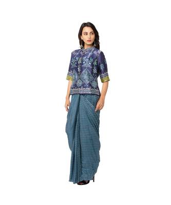 Printed Jacket Style Top With Draped Skirt 3