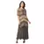 printed flared jumpsuit is paired with printed jacket with front tie ups and side slit