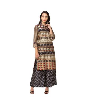 Embroidered Kurta With Printed Palazzo Pants 2