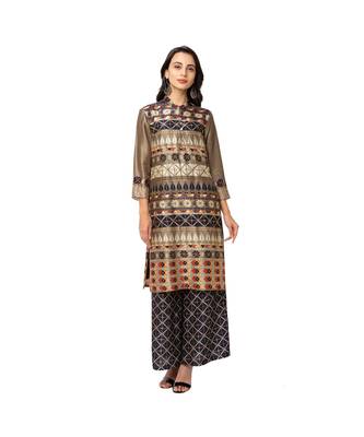 Embroidered Kurta With Printed Palazzo Pants 3